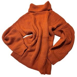 Cozy Oversized Slouchy Rust Turtleneck Sweater